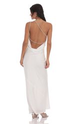 Picture of One Shoulder Pearl Satin Maxi Dress in Black