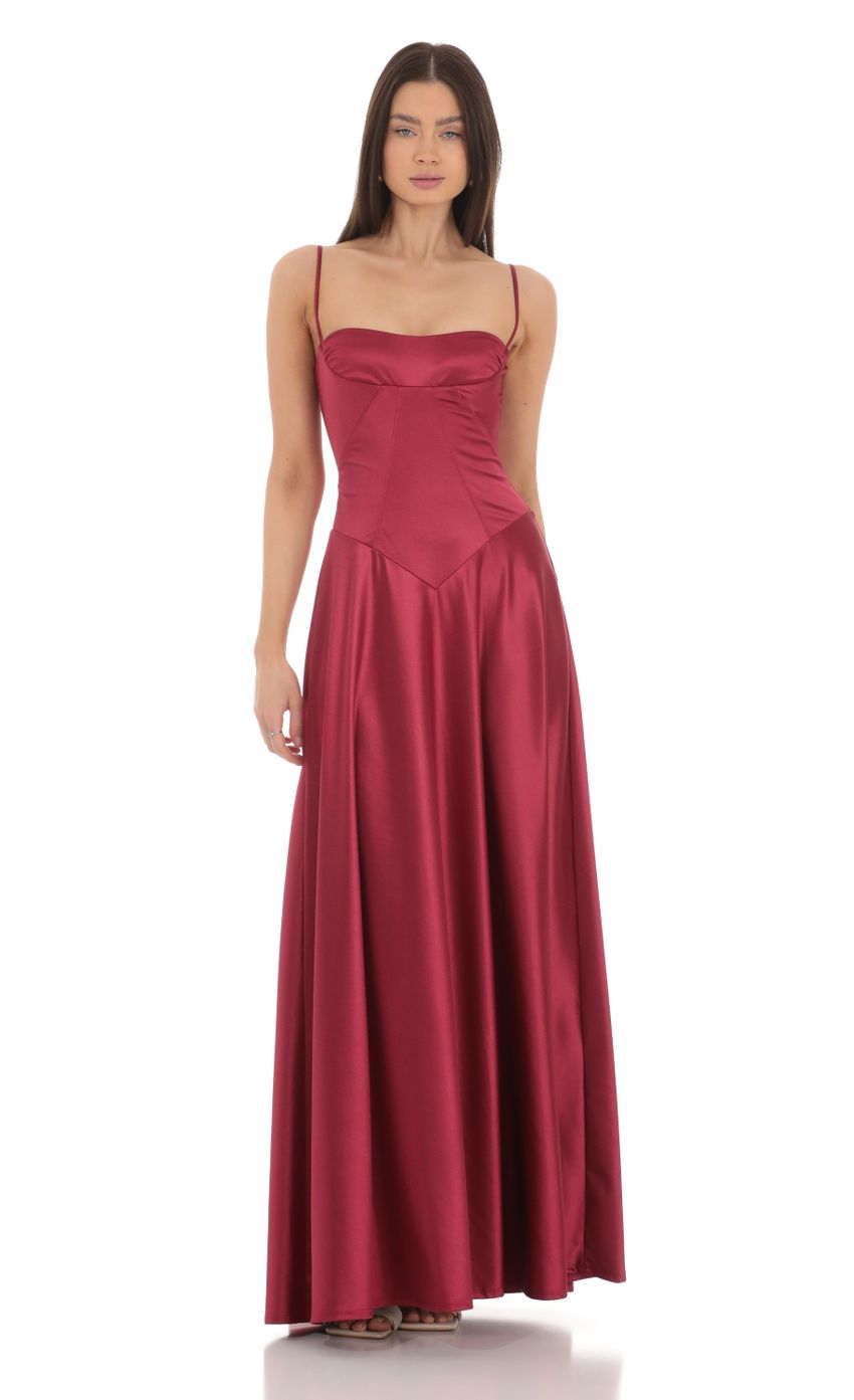 Picture Satin Square Neck Maxi Dress in Maroon. Source: https://media-img.lucyinthesky.com/data/Mar24/850xAUTO/102243fc-0cdf-44cd-8da0-f6726cd021e8.jpg