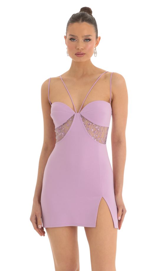 Sequin Cutout Dress in Purple