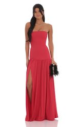Picture of Strapless Drop Waist Maxi Dress in Cream