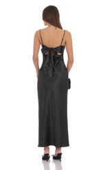 Picture of Floral Back Tie Maxi Dress in Dark Teal