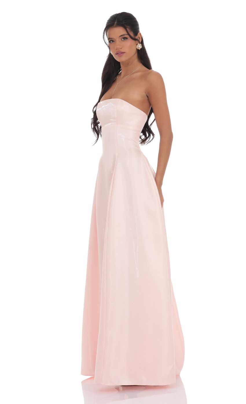 Picture Sheen Empire Waist Maxi Dress in Pink. Source: https://media-img.lucyinthesky.com/data/product-media/850xAUTO/1f78174c-1498-4371-8c60-756dfc52bc2d.jpg