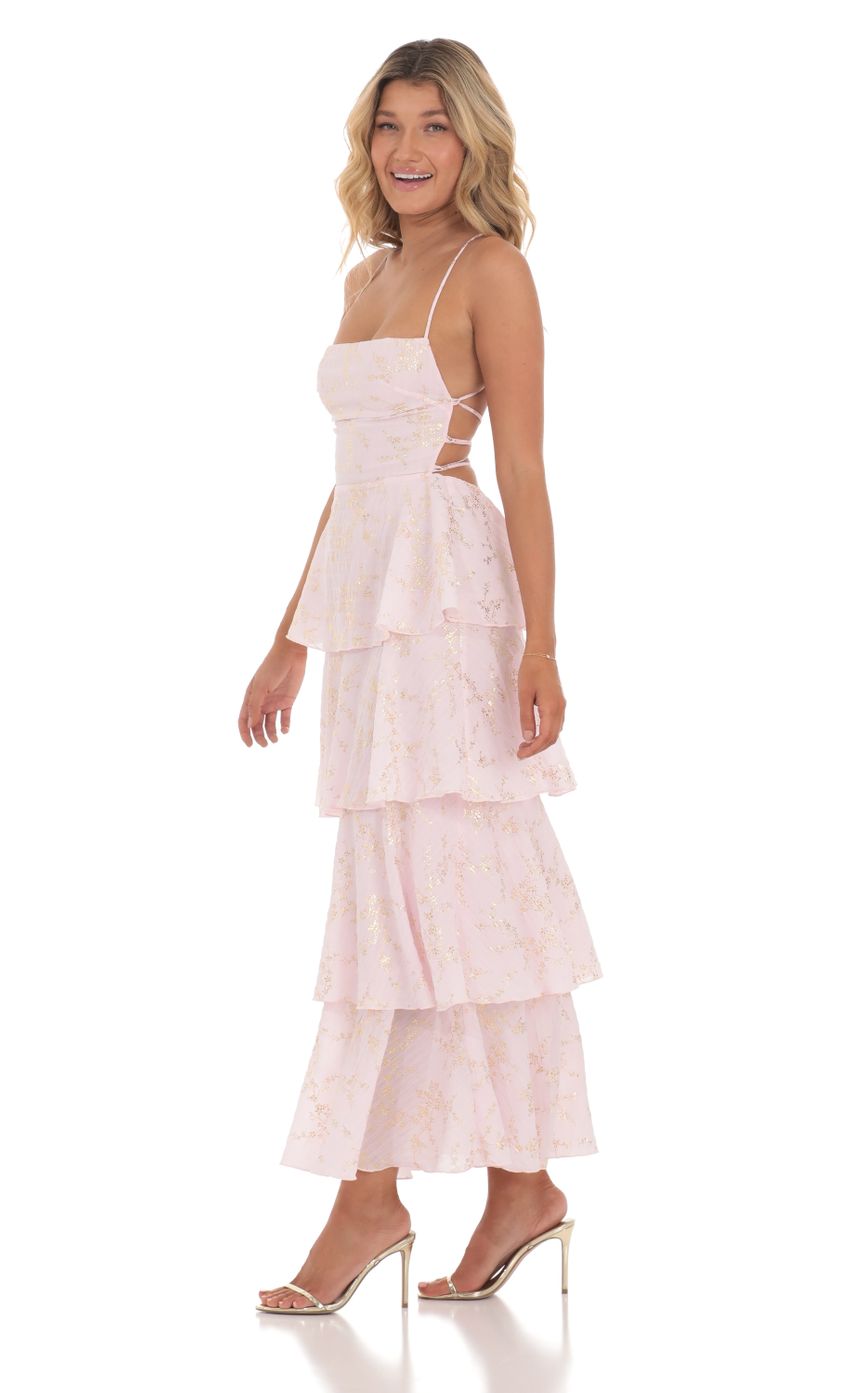 Picture Crinkle Foiled Floral Maxi Dress in Pink. Source: https://media-img.lucyinthesky.com/data/May24/850xAUTO/21150a12-9819-449c-8627-82ea93cecf2a.jpg