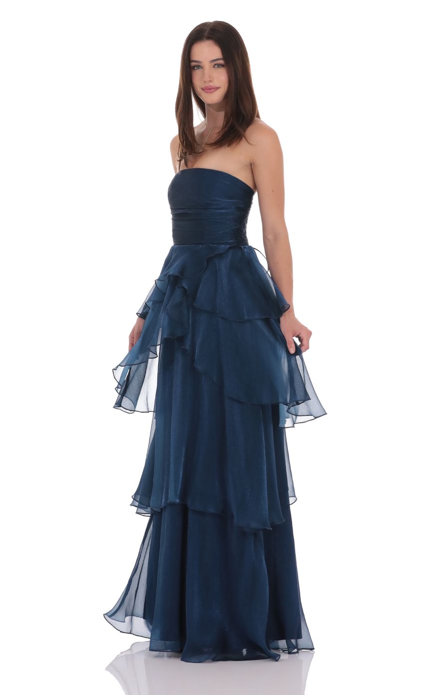 Picture Corset Petal Ruffle Strapless Maxi Dress in Navy. Source: https://media-img.lucyinthesky.com/data/product-media/850xAUTO/214858b6-1d81-4c96-a9f0-dd2dd23024ad.jpg