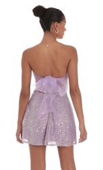 Picture of Floral Sequin Strapless Fit and Flare Dress in White