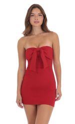 Picture of Front Bow Strapless Dress in White