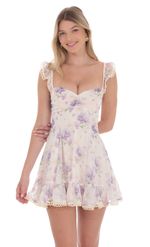 Picture of Ruffle Strap Fit and Flare Dress in Lavender