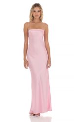 Picture of Satin Open Back Maxi Dress in Blue