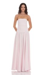 Picture of Strapless Drop Waist Maxi Dress in Pastel Pink