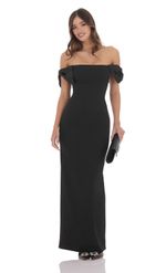 Picture of Off Shoulder Bow Sleeve Maxi Dress in Pink