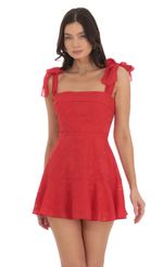Picture of Shimmer Pink Floral Mini Dress in White