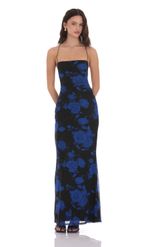 Picture of Floral Bodycon Open Back Maxi Dress in Red