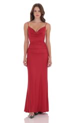 Picture of Cowl Neck Mermaid Maxi Dress in Yellow