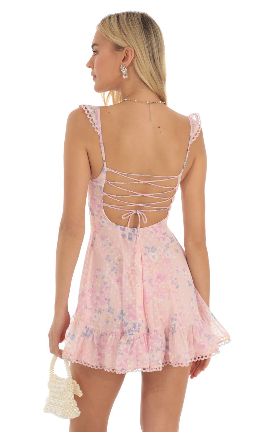 Picture Floral Dotted A-Line Dress in Pink. Source: https://media-img.lucyinthesky.com/data/Apr23/850xAUTO/487f0ebd-3ebd-425b-8738-32a2d3bb68d4.jpg