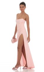 Picture of Strapless Corset Maxi Dress in Red