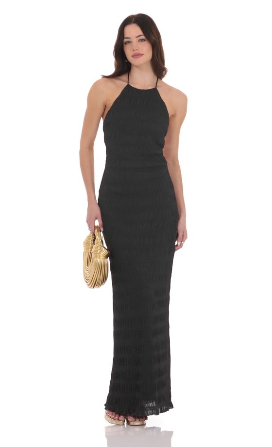 Smocked Maxi Dress in Black
