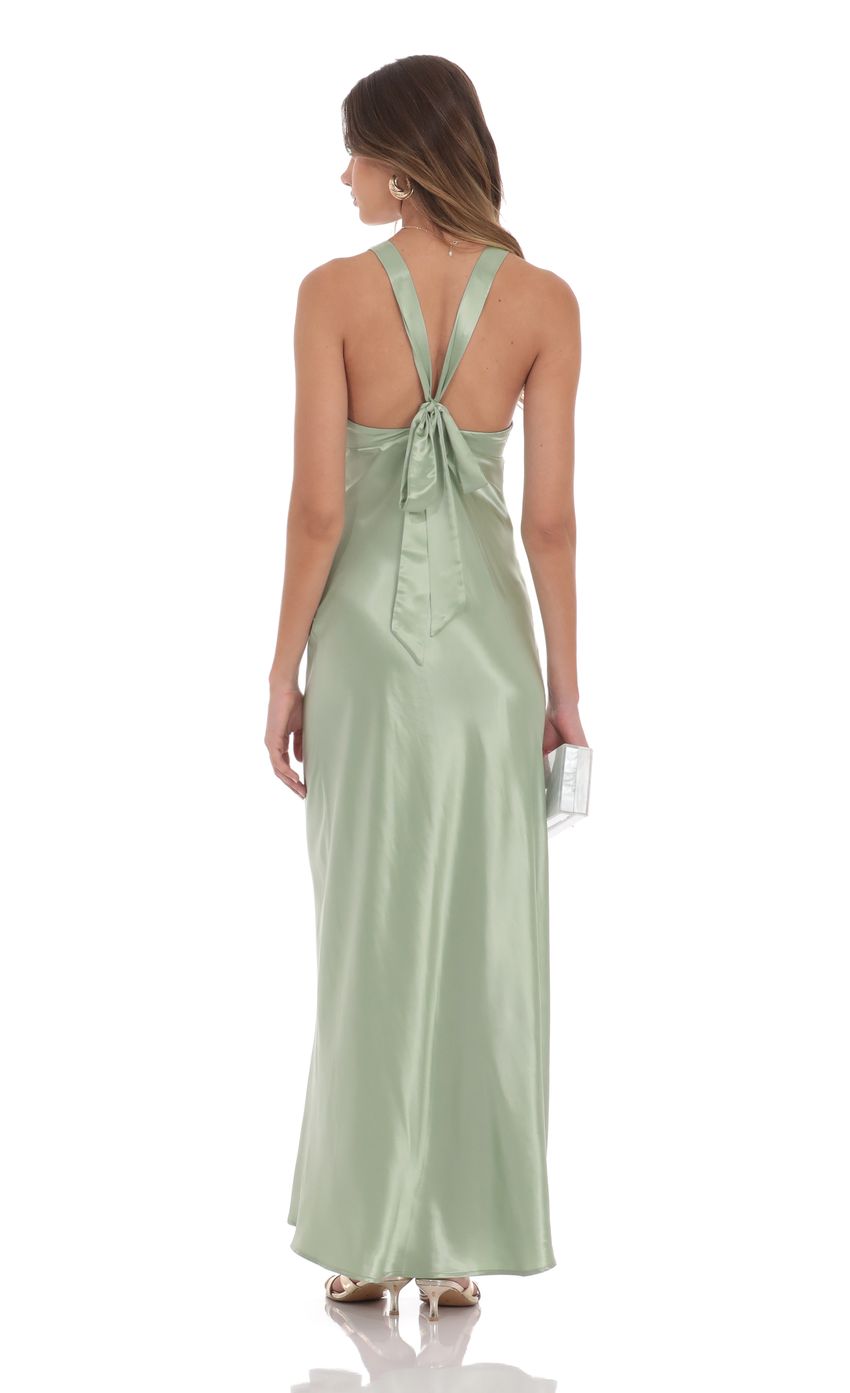 Picture Satin V-Neck Maxi Dress in Sage. Source: https://media-img.lucyinthesky.com/data/product-media/850xAUTO/63891989-867b-4eb1-8f6f-f9d7bb198909.jpg