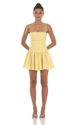 Picture of Ruched Fit and Flare Dress in Yellow