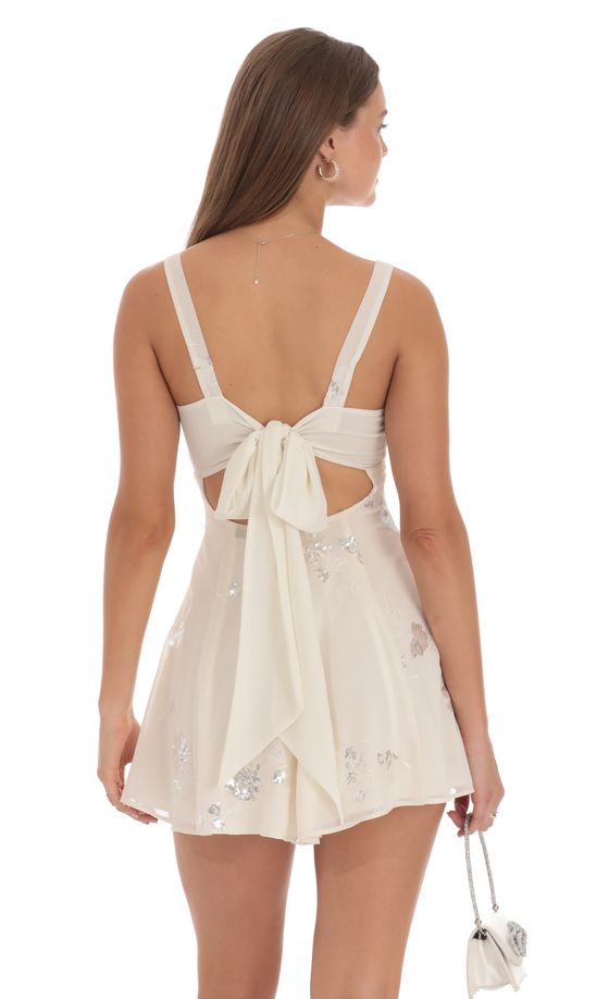Picture of Floral Jacquard A-Line Dress in White