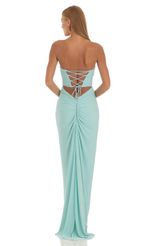 Picture of Corset Strapless Maxi Dress in Yellow