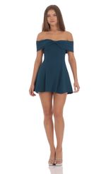 Picture of Front Bow Off Shoulder Dress in White