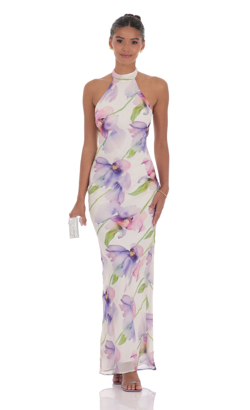 Picture Floral Mock Neck Maxi Dress in White. Source: https://media-img.lucyinthesky.com/data/product-media/850xAUTO/8975922c-e1e1-4db6-84bc-fdb0faf42fa7.jpg