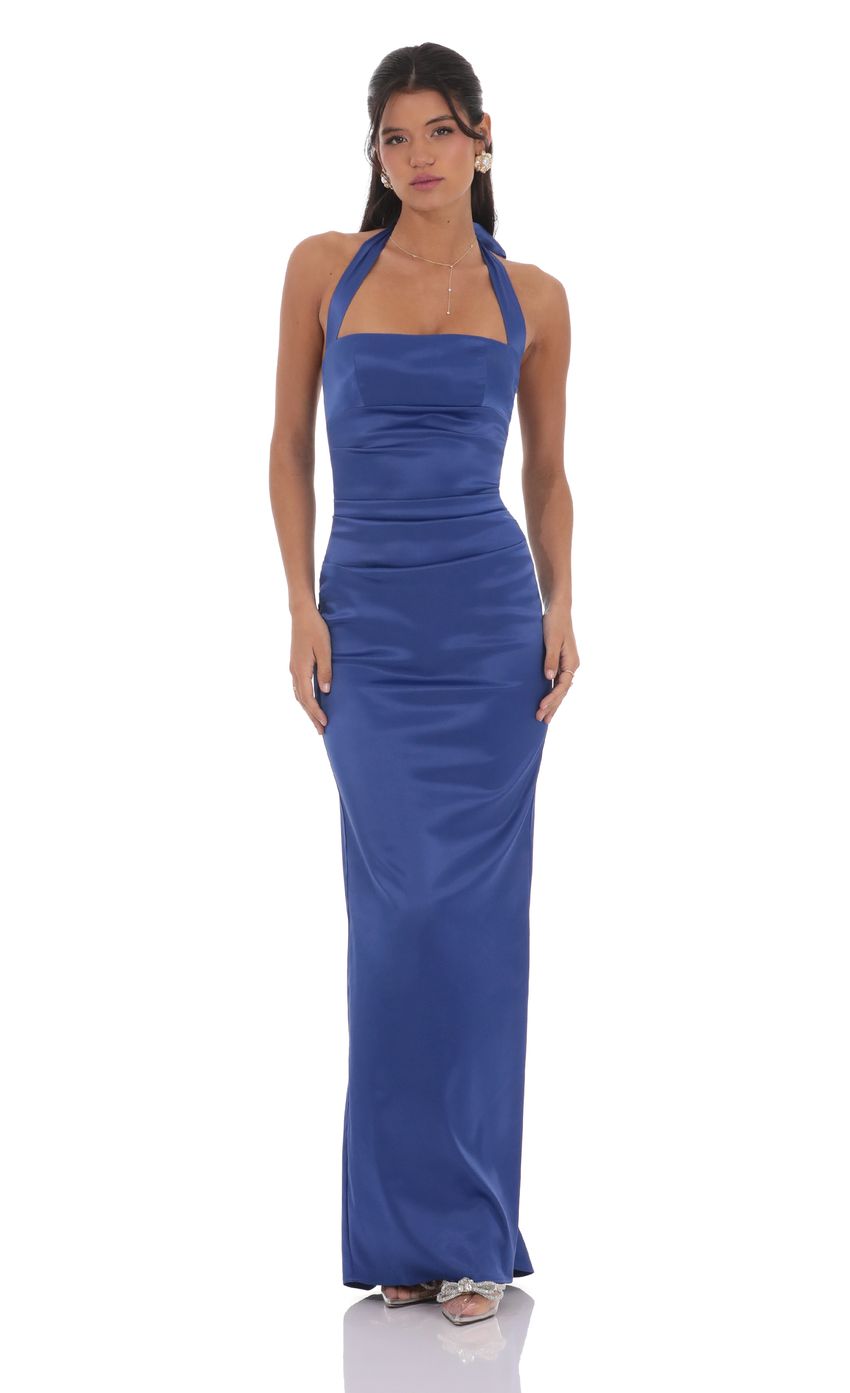 Picture Satin Halter Maxi Dress in Blue. Source: https://media-img.lucyinthesky.com/data/product-media/850xAUTO/8ea4cad1-a031-467e-9d06-d595efd10672.jpg