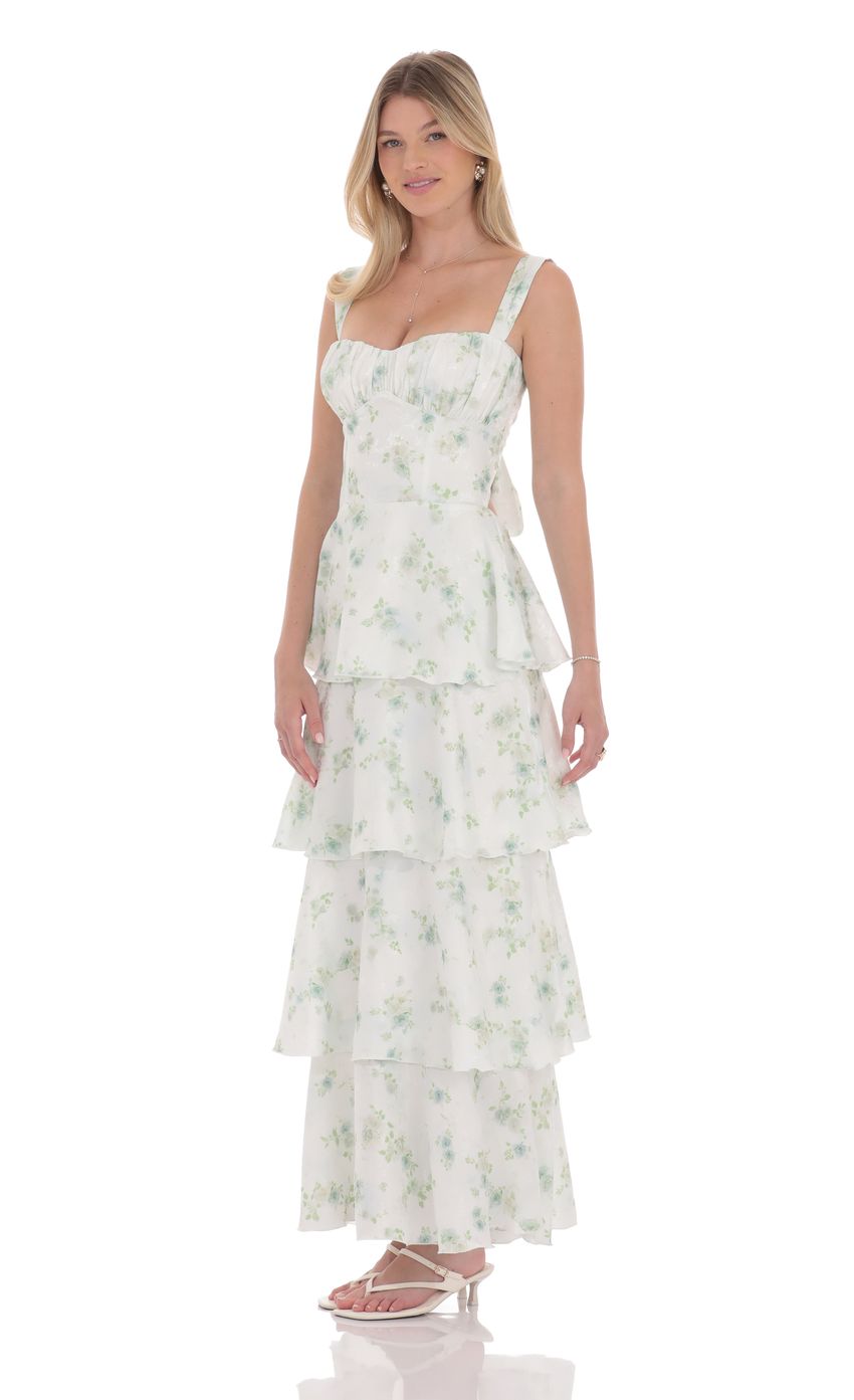Picture Floral Ruffle Maxi Dress in Pastel Green. Source: https://media-img.lucyinthesky.com/data/product-media/850xAUTO/94a407b3-54a3-45bc-8c6b-47c4343cd7be.jpg
