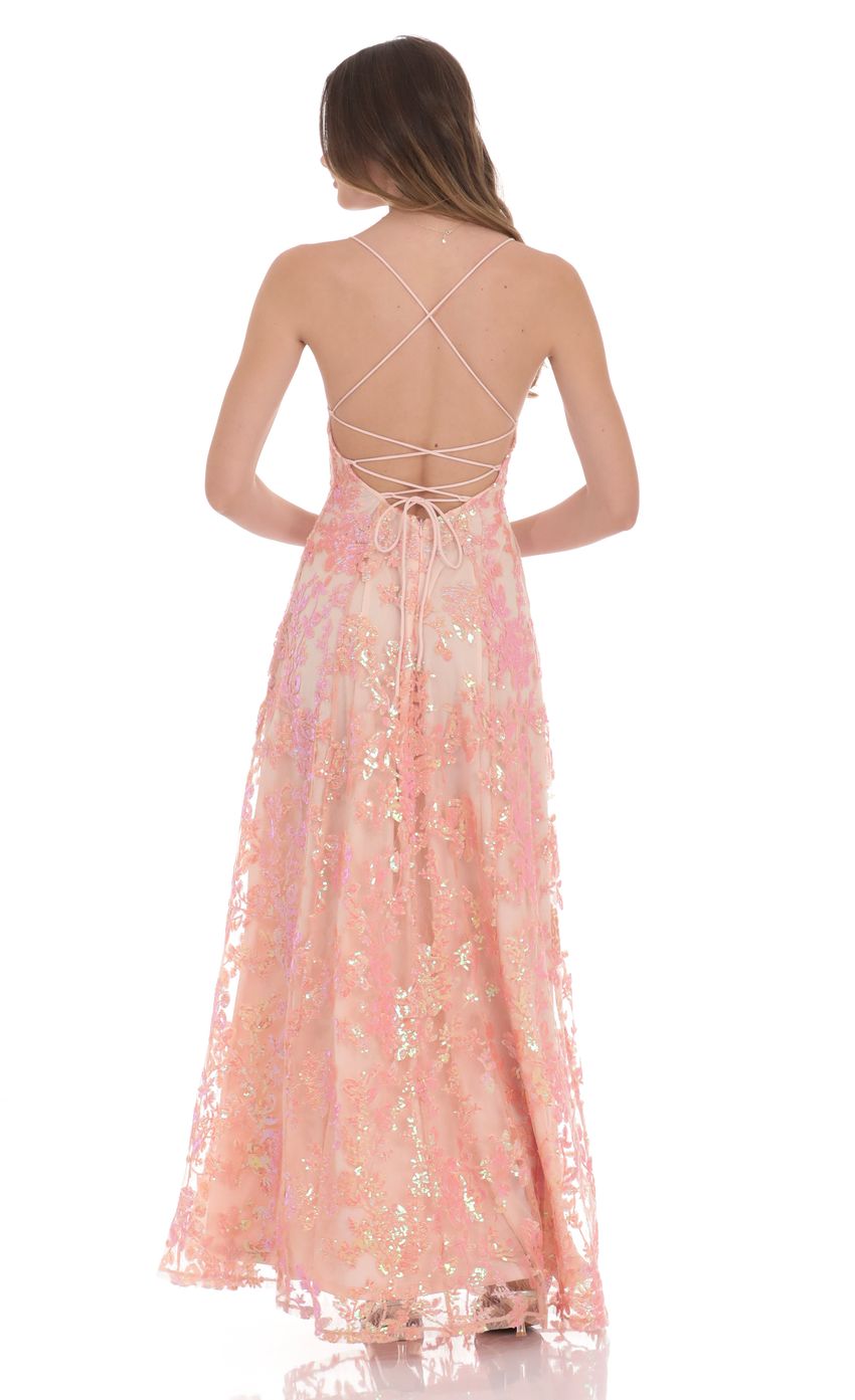 Picture Sequin Embroidered Maxi Dress in Pink. Source: https://media-img.lucyinthesky.com/data/product-media/850xAUTO/95ffd35f-a72e-4ace-968c-3a8598be633e.jpg