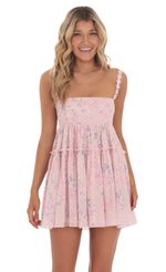 Picture of Dotted Floral Babydoll Dress in Pink