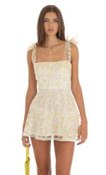 Picture of Shimmer Pink Floral Mini Dress in White