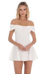 Picture of Front Bow Off Shoulder Dress in White