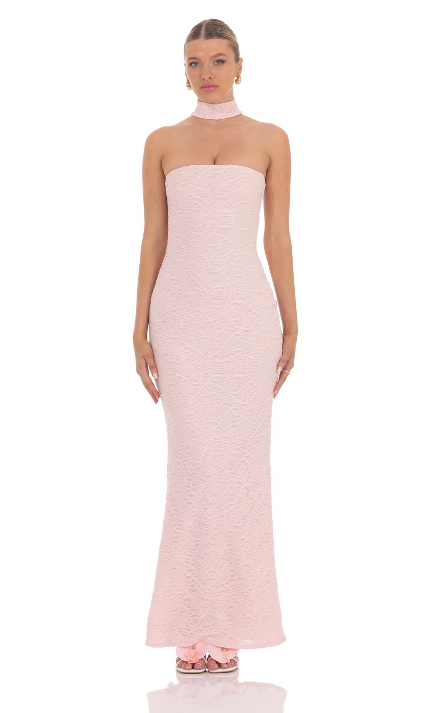 Picture Scarf Mesh Knit Maxi Dress in Pink. Source: https://media-img.lucyinthesky.com/data/product-media/850xAUTO/aea08374-98c9-46c8-833e-e7628c3f16d3.jpg