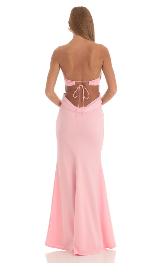 Mermaid Strapless Corset Maxi Dress in Pink