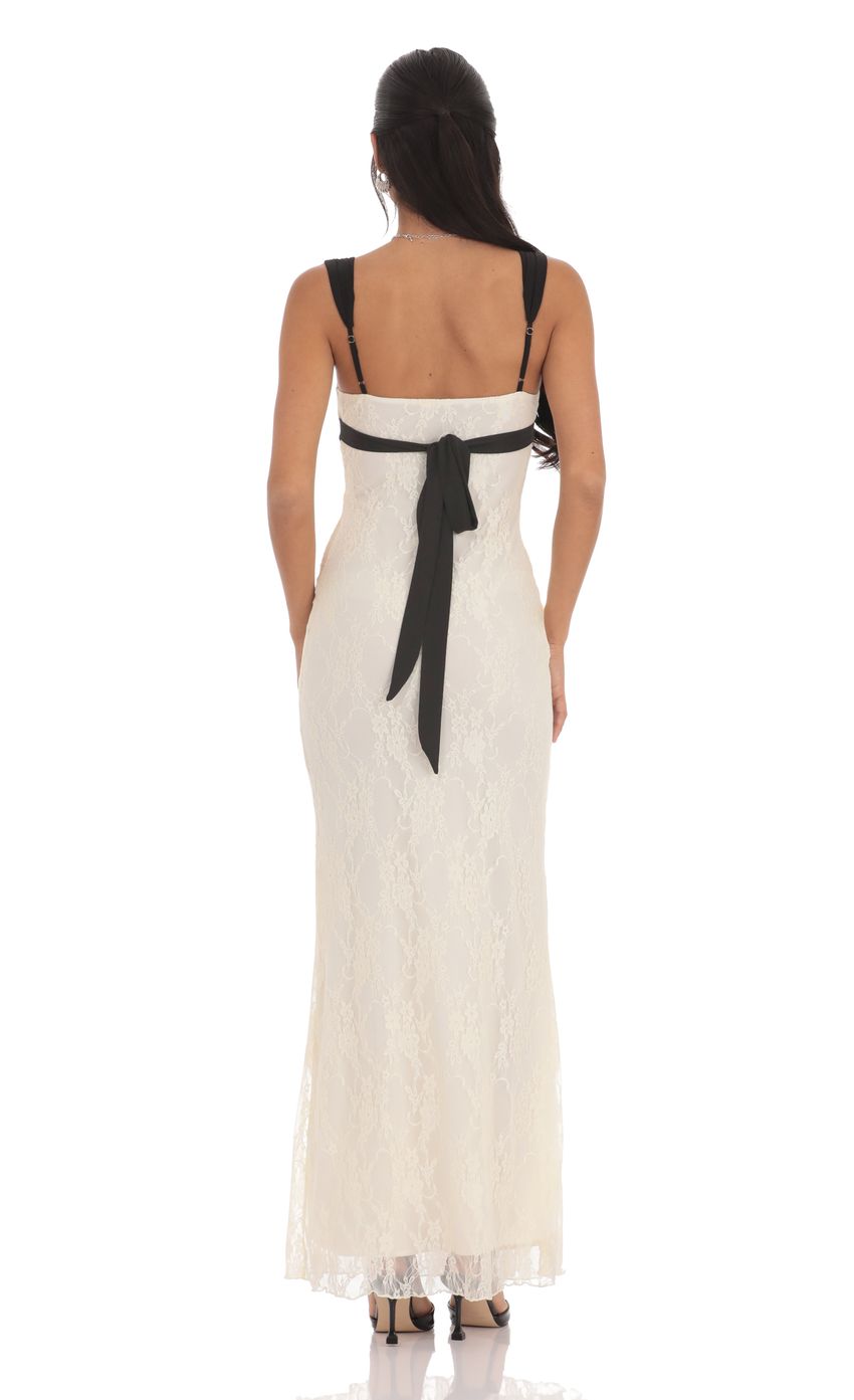 Picture Two-Toned Lace Maxi Dress in Cream. Source: https://media-img.lucyinthesky.com/data/product-media/850xAUTO/c7b30cb5-a5d8-4a17-96ed-2c3fdd19ea89.jpg
