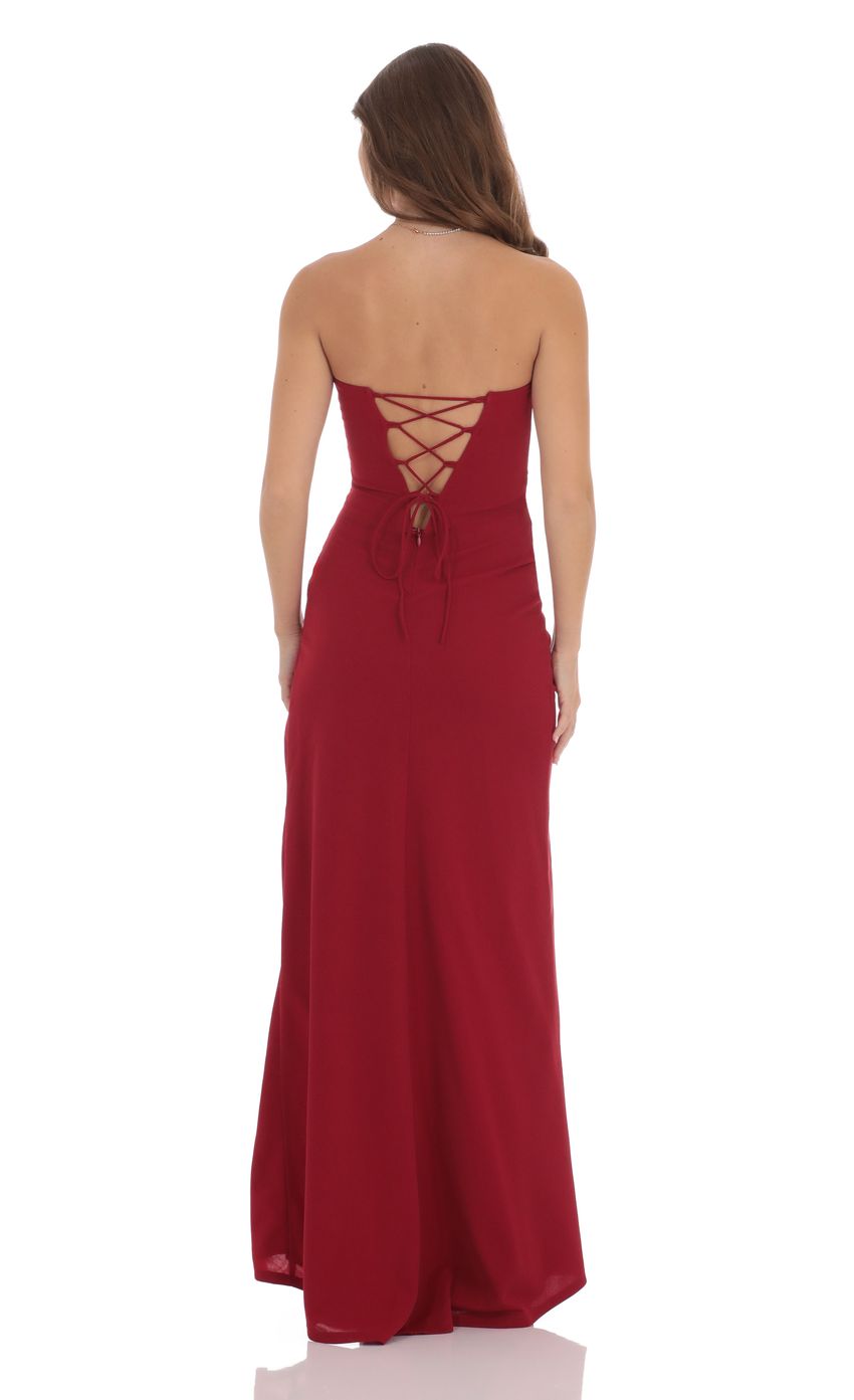 Picture Strapless Corset Maxi Dress in Red. Source: https://media-img.lucyinthesky.com/data/Nov24/850xAUTO/cc42e57e-73ee-4563-ab28-f0953bb07345.jpg