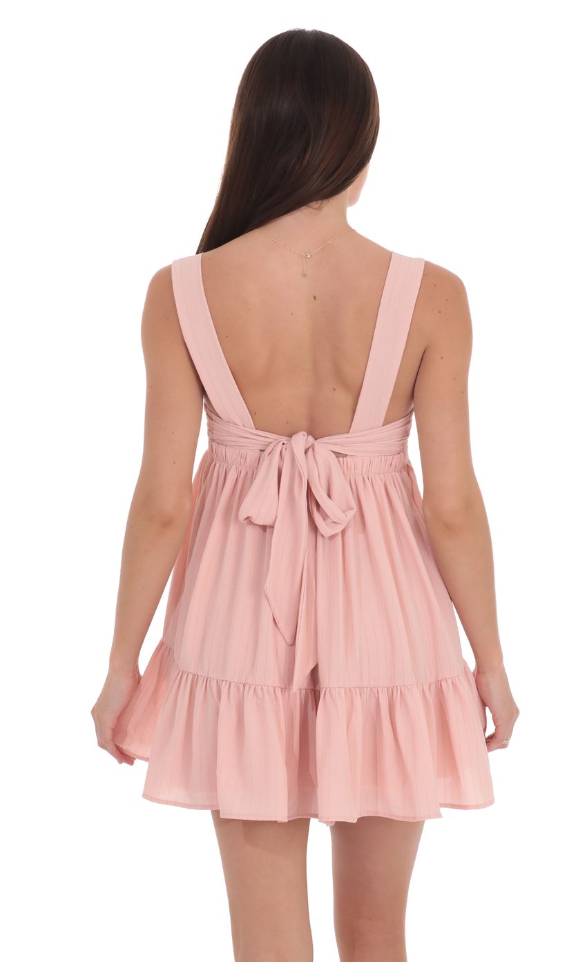 Picture Shimmer Striped Babydoll Dress in Pink. Source: https://media-img.lucyinthesky.com/data/product-media/850xAUTO/ce60fdf0-9271-4c1d-b90a-1f5b6763fa35.jpg