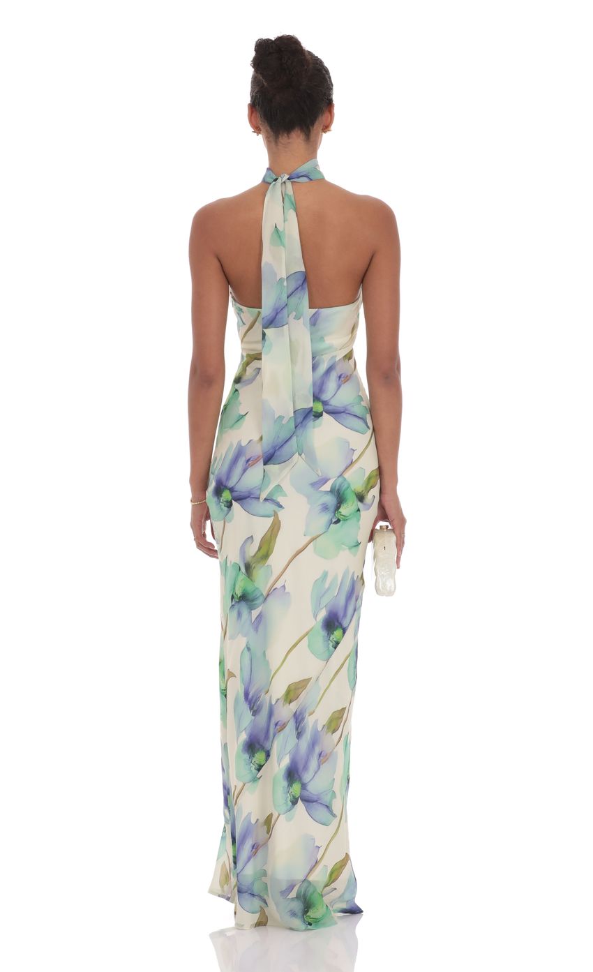 Picture Floral Scarf Maxi Dress in Green. Source: https://media-img.lucyinthesky.com/data/product-media/850xAUTO/e773c611-8c87-45f7-8824-a9aff6a5cef5.jpg