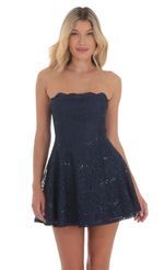 Picture of Eyelet Floral Strapless Dress in White