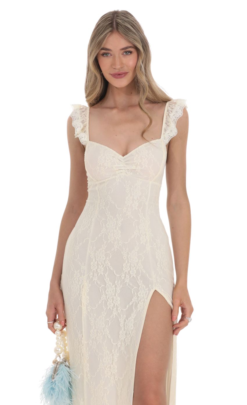 Picture Lace Ruffle Sleeve Maxi Dress in Cream. Source: https://media-img.lucyinthesky.com/data/Feb24/850xAUTO/f0d83861-a66e-4b80-82ca-bac0c7be377c.jpg