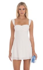 Picture of Lace Trim Wide Strap Dress in White