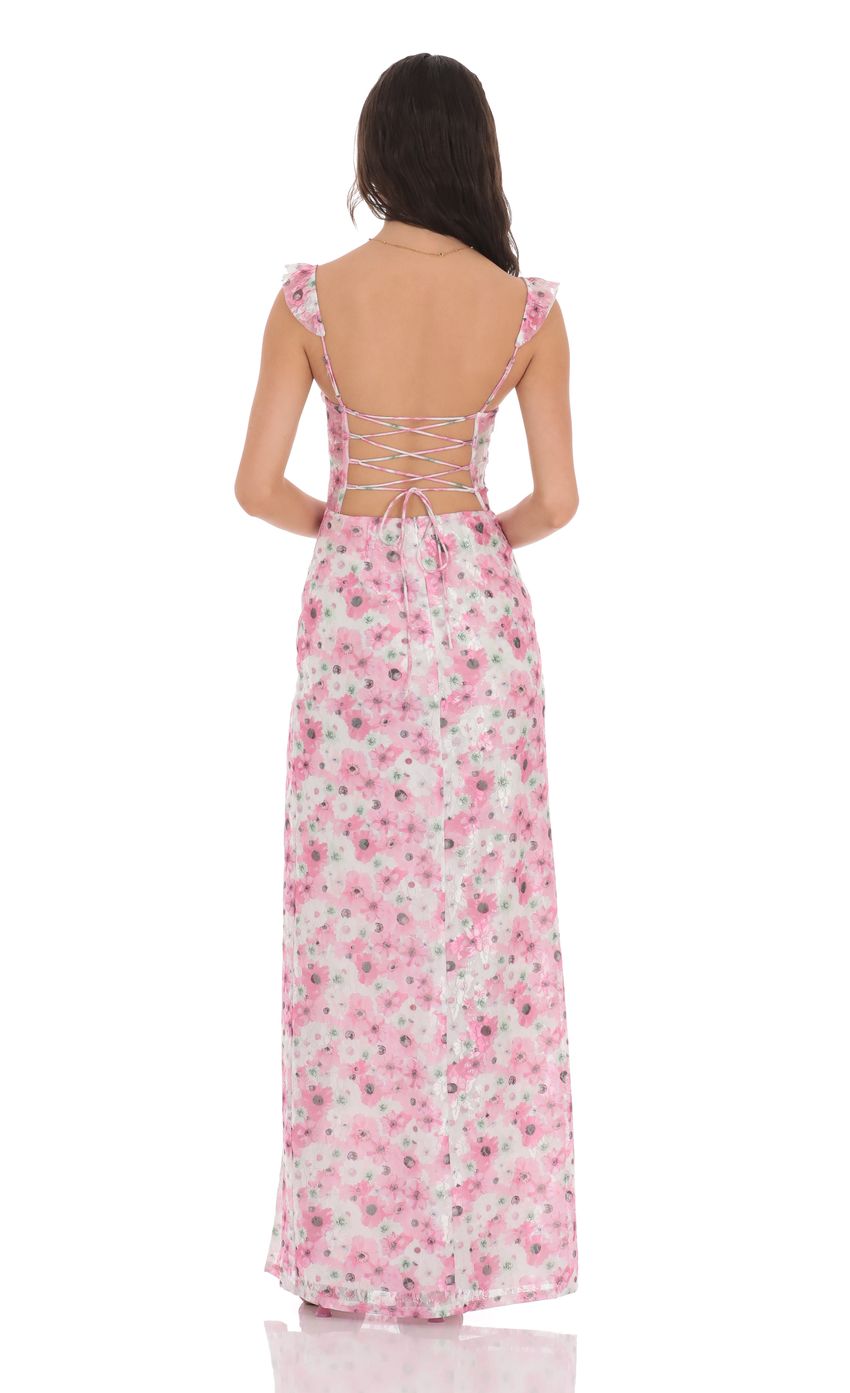 Picture Lace Floral Ruffle Sleeve Maxi Dress in White. Source: https://media-img.lucyinthesky.com/data/product-media/850xAUTO/f4172faf-f25f-4170-8f35-b2a1bbe72e99.jpg