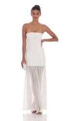 Picture of Strapless Chiffon Drop Skirt Maxi Dress in Black