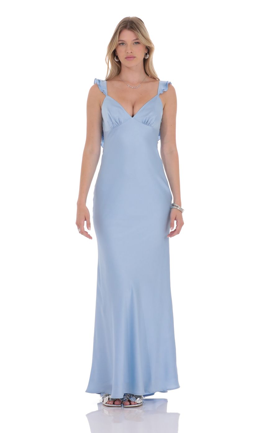 Picture Satin Ruffle Open Maxi Dress in Light Blue. Source: https://media-img.lucyinthesky.com/data/product-media/850xAUTO/fbeecc89-6f4a-4a20-b84a-03653fd07cc7.jpg
